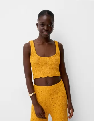 Rustic open knit strappy top