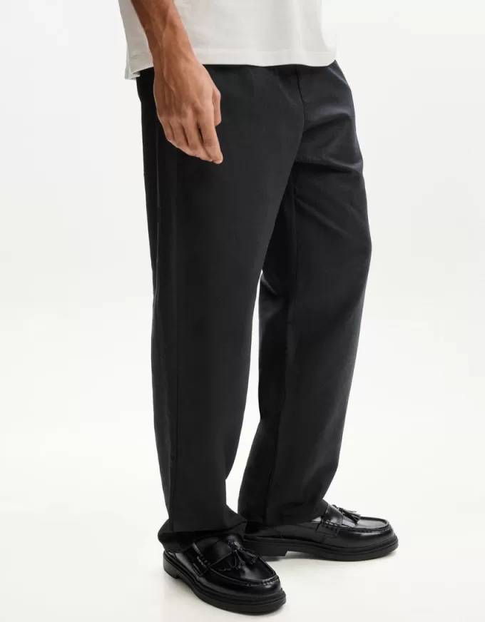 Rustic wide-leg linen blend pants Rustic wide-leg linen blend pants