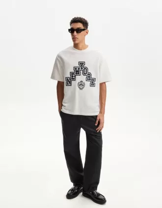 Rustic wide-leg linen blend pants