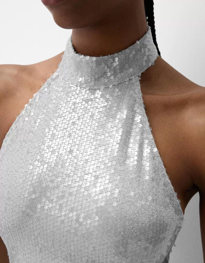 Sequined halter neck midi dress Sequined halter neck midi dress