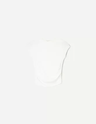 Short sleeve T-shirt with side gathering