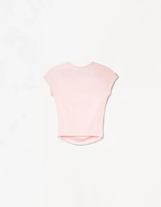 Short sleeve T-shirt with side gathering