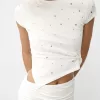 Short sleeve asymmetric T-shirt with studs Short sleeve asymmetric T-shirt with studs