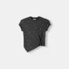 Short sleeve asymmetric T-shirt with studs Short sleeve asymmetric T-shirt with studs