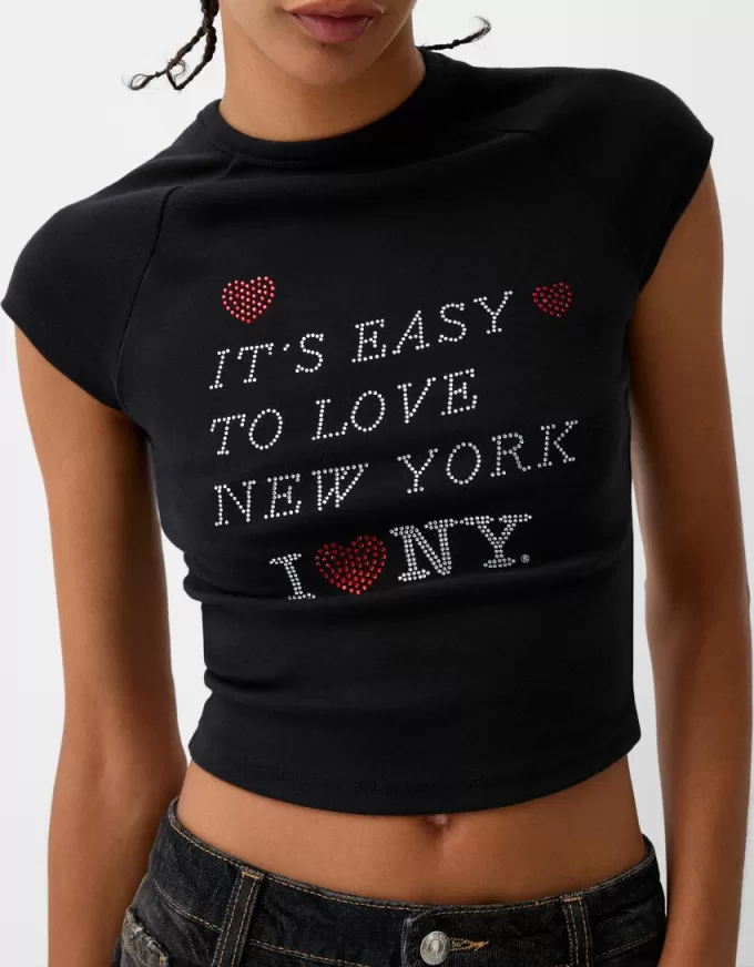 Short sleeve cropped T-shirt with print Short sleeve cropped T-shirt with print