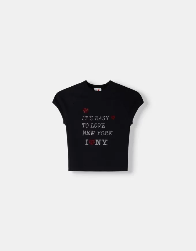 Short sleeve cropped T-shirt with print Short sleeve cropped T-shirt with print