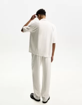 Short sleeve linen blend shirt