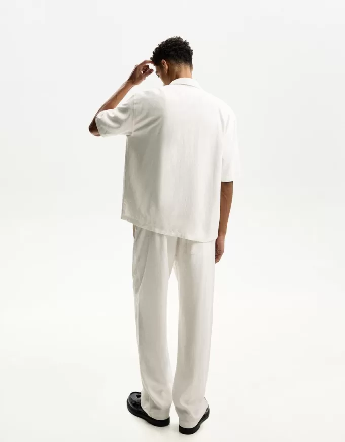 Short sleeve linen blend shirt