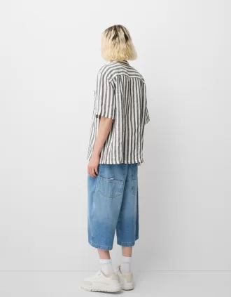 Short sleeve linen blend shirt