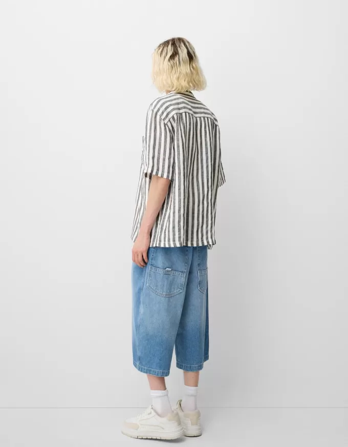 Short sleeve linen blend shirt