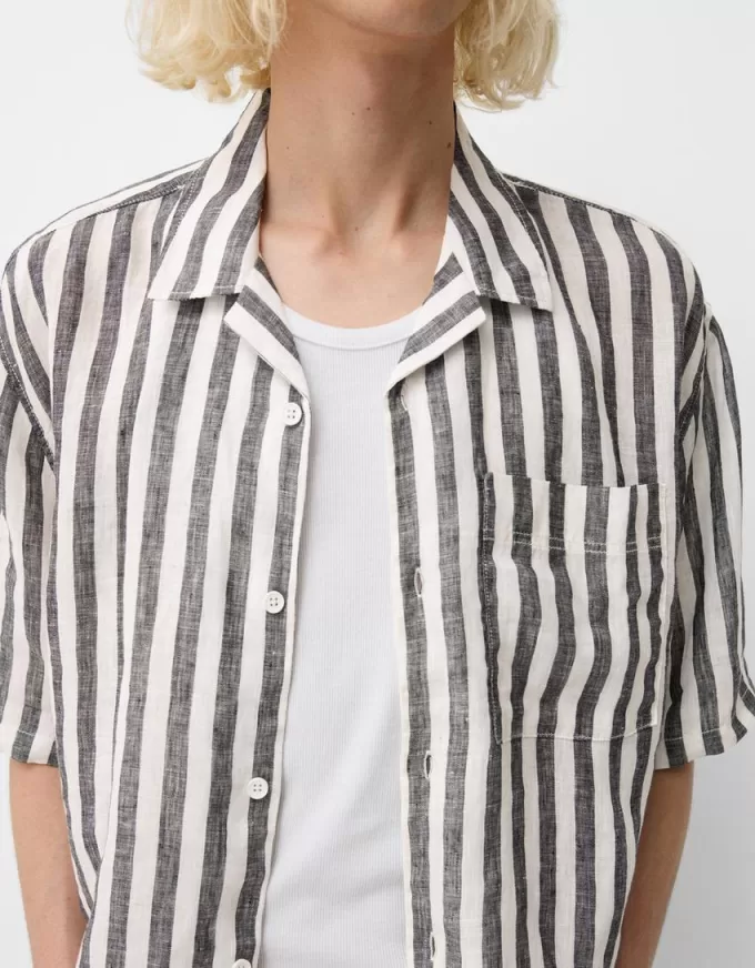 Short sleeve linen blend shirt