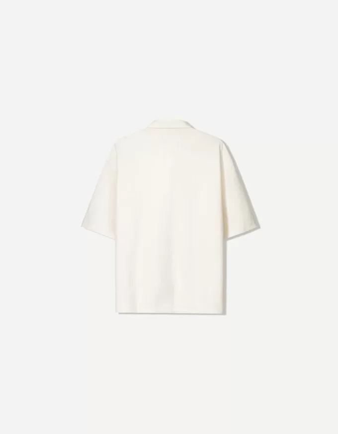 Short sleeve linen blend shirt