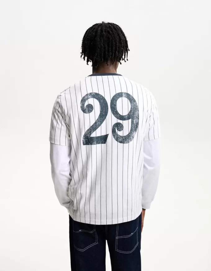 Short sleeve striped sporty print T-shirt Short sleeve striped sporty print T-shirt