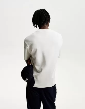 Short sleeve sweatshirt material sporty print T-shirt