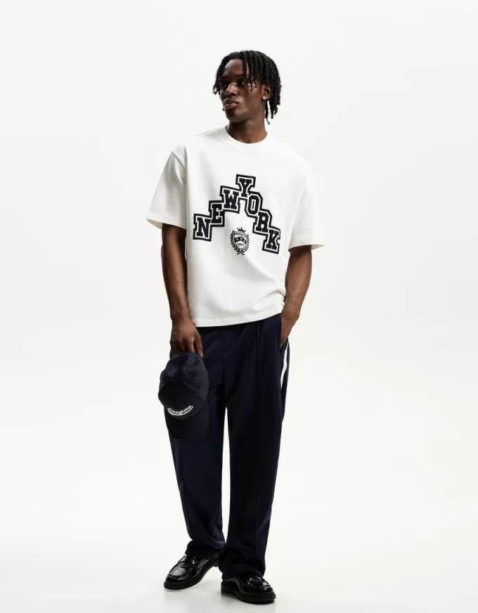 Short sleeve sweatshirt material sporty print T-shirt Short sleeve sweatshirt material sporty print T-shirt