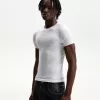 Slim-fit short sleeve T-shirt with seams