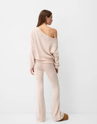 Soft touch asymmetric neck sweater
