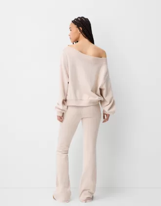 Soft touch asymmetric neck sweater