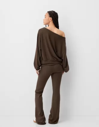 Soft touch asymmetric neck sweater