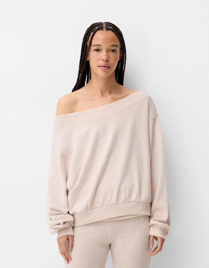 Soft touch asymmetric neck sweater Soft touch asymmetric neck sweater