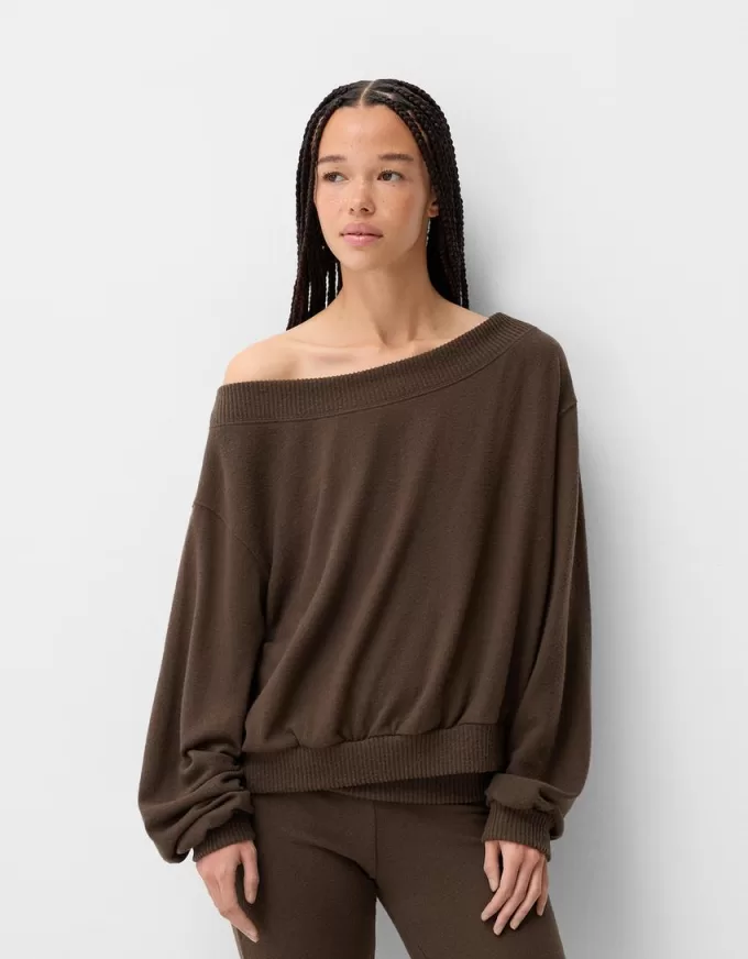 Soft touch asymmetric neck sweater Soft touch asymmetric neck sweater