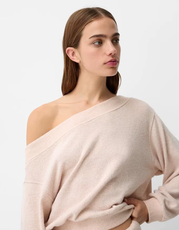 Soft touch asymmetric neck sweater Soft touch asymmetric neck sweater