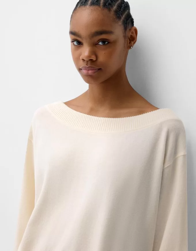 Soft touch asymmetric neck sweater Soft touch asymmetric neck sweater
