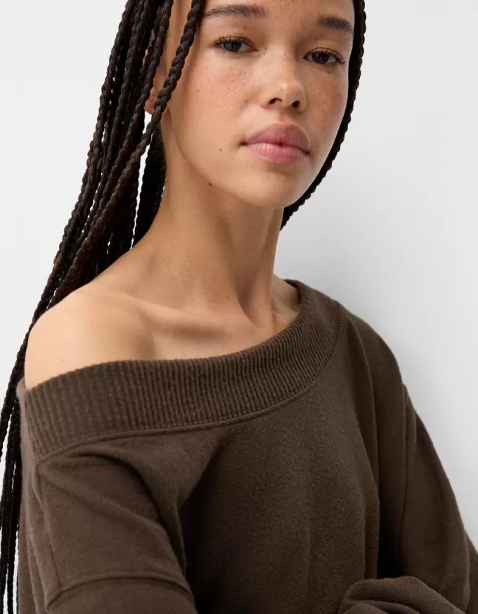 Soft touch asymmetric neck sweater Soft touch asymmetric neck sweater