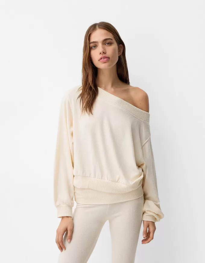 Soft touch asymmetric neck sweater Soft touch asymmetric neck sweater