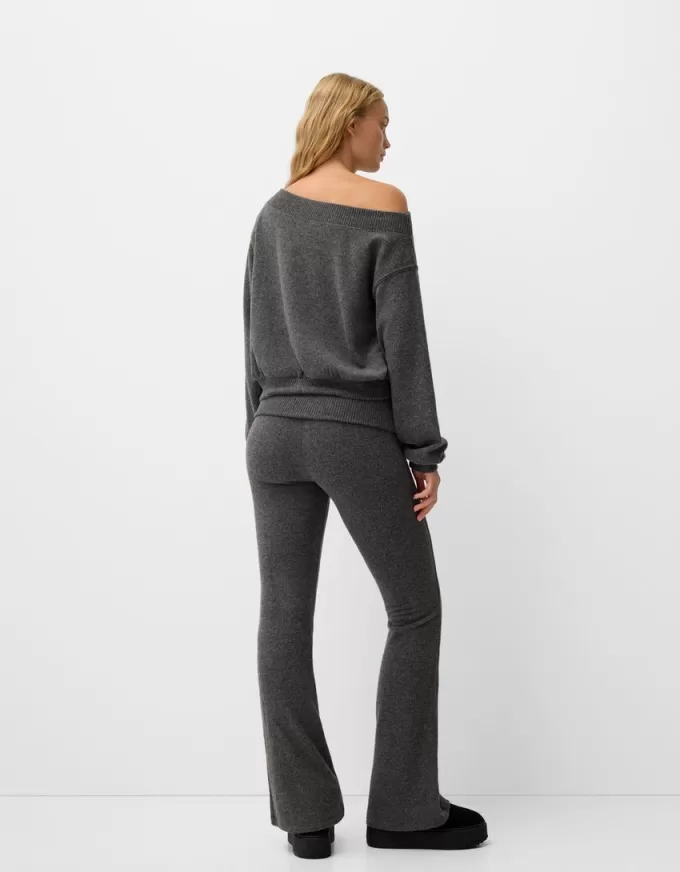 Soft touch flared pants with fold-over waist Soft touch flared pants with fold-over waist