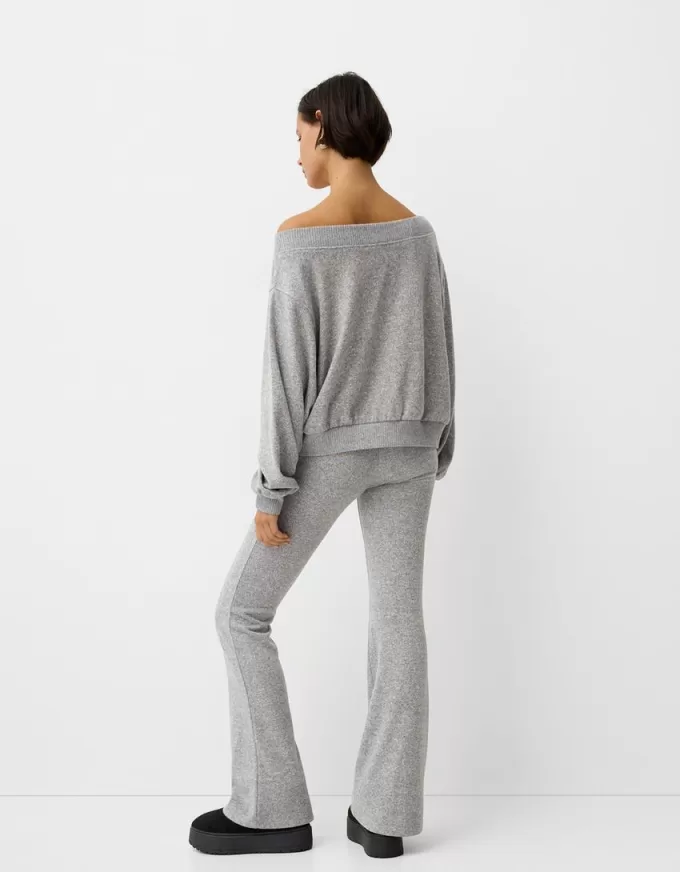 Soft touch flared pants with fold-over waist Soft touch flared pants with fold-over waist