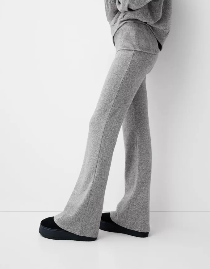 Soft touch flared pants with fold-over waist Soft touch flared pants with fold-over waist