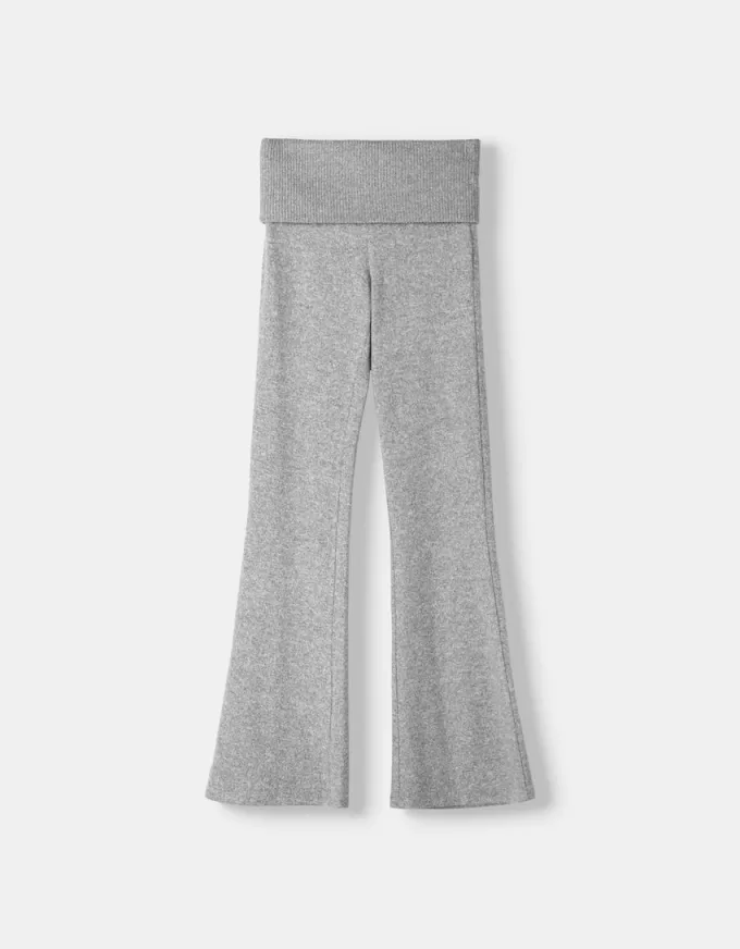 Soft touch flared pants with fold-over waist Soft touch flared pants with fold-over waist