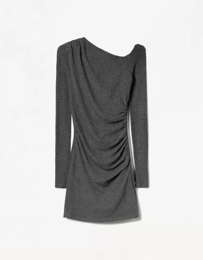 Soft touch mini dress with an asymmetric neckline Soft touch mini dress with an asymmetric neckline