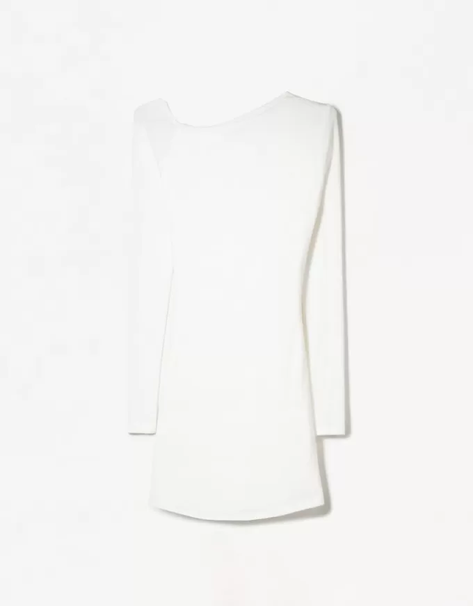 Soft touch mini dress with an asymmetric neckline Soft touch mini dress with an asymmetric neckline