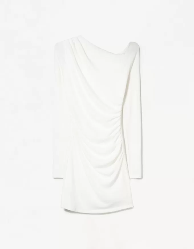 Soft touch mini dress with an asymmetric neckline Soft touch mini dress with an asymmetric neckline