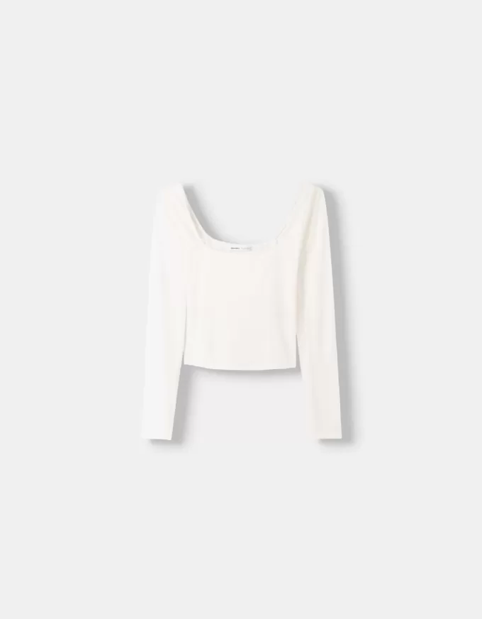 Square neckline long sleeve T-shirt Square neckline long sleeve T-shirt