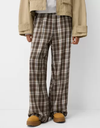 Straight fit plaid pants