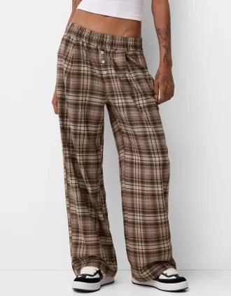 Straight fit plaid pants