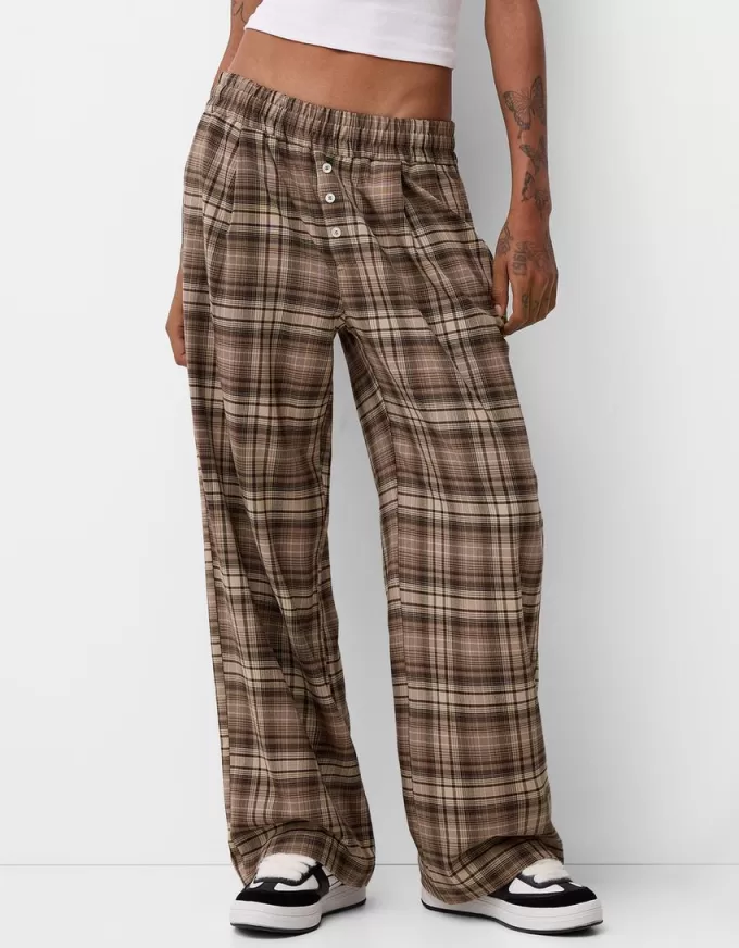 Straight fit plaid pants Straight fit plaid pants