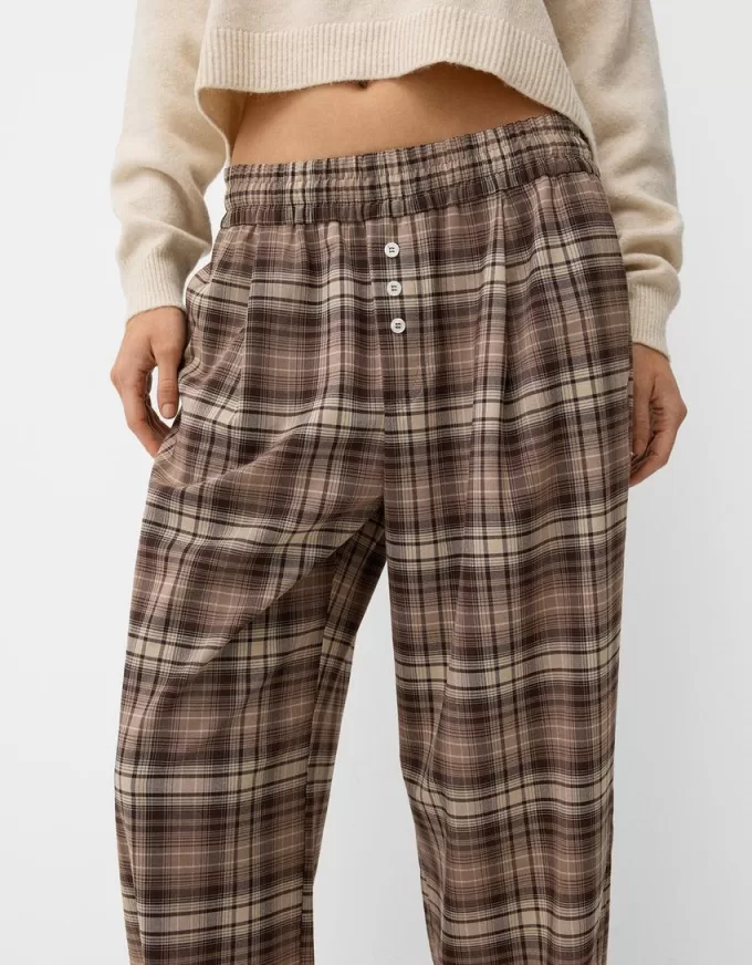 Straight fit plaid pants Straight fit plaid pants
