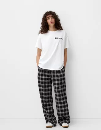 Straight fit plaid pants