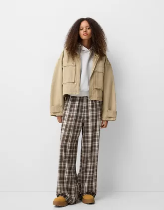 Straight fit plaid pants