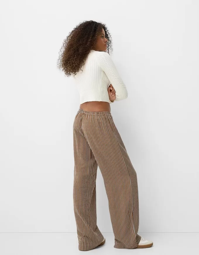 Straight-fit striped pants with elastic waist Straight-fit striped pants with elastic waist
