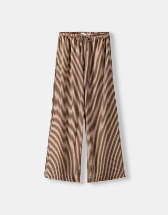 Straight-fit striped pants with elastic waist Straight-fit striped pants with elastic waist