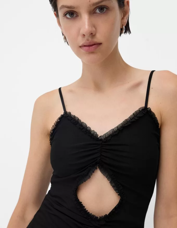 Strappy tulle dress with ruffles