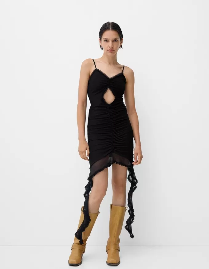 Strappy tulle dress with ruffles