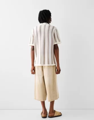 Striped textured short sleeve shirt