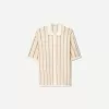 Striped textured short sleeve shirt