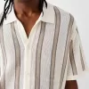 Striped textured short sleeve shirt